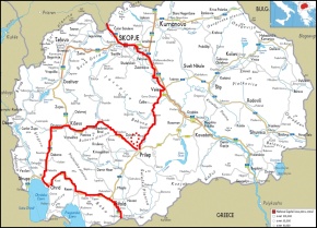 Mapa Makedonie. Staženo z ezilon.com.