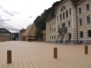 Centrum Vaduzu, hlavního města Lichtenštejnska.