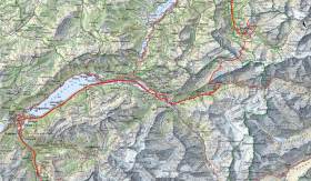První část pochodu: Červené čárky autem, červené puntíky pěšky, modré puntíky ferrata. Začali jsme v Engelbergu, kolem Trüebsee pokračovali na Jochpass, do Gadmenu, Meiringenu a Lauter Brunnenu.